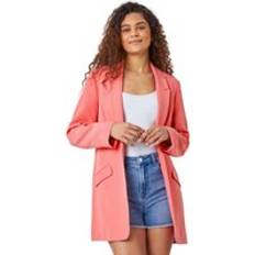 Elastane/Lycra/Spandex Blazers Roman Longline Blazer Jacket Coral