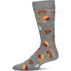 Viscose Socks MeMoi Men's Burgers Fries Novelty Crew Socks Med Gray Heather