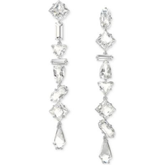 Swarovski Earrings Swarovski Rhodium-Plated Mixed Crystal Linear Drop Earrings Silver