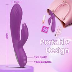 Sesamecave G Spot Rabbit Vibrators with Vibrating Dilo, Adult Sex Toys Purple