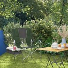 OutSunny Camping Chairs OutSunny Folding Directors Chair Camping Chair with Cooler Bag Green