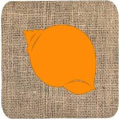Orange Coasters CoolCookware Shell Burlap And Orange Foam Coasters Set 4 3.5 x 3.5 In Coaster