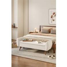 Brown Storage Benches Living and Home 2-Seat Upholstered Storage Bench