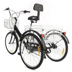 24" Trehjulingar VonVVer VonVVer 24 Inch Tricycles Adults with 2 Baskets - Black