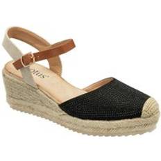 Zipper Low Shoes Lotus 'Bianka' Espadrille Wedge Shoes Black