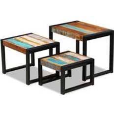Multicoloured Nesting Tables Berkfield Home Three Piece Nesting Table 3pcs