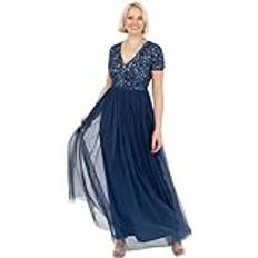 Maya Deluxe Maya Deluxe Damen Womens Ladies Dress for Wedding Guest Plus Empire High Waist Sequins Short Sleeve Evening Bridesmaid Brautjungfernkleid, French Navy