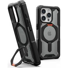 UAG URBAN ARMOR GEAR Plasma XTE-fodral för Apple iPhone 15 Pro Kickstand fodral [Trådlös laddning/magnetisk laddning kompatibel, mobiltelefonfodral ställbart, 6 meter fallskydd] svart/orange