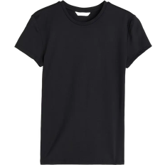 Slim - Women T-shirts H&M Fitted Microfiber T-shirt - Black