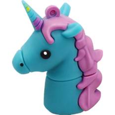 Keshen Fashion Single Horn Horse USB Flash Drive U Disk USB 2.0 blue_64G