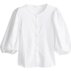 Blouses H&M Linen-Blend Blouse - White