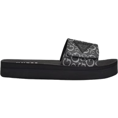 Womens guess shoes Guess Factory Parties Logo Slides - Black