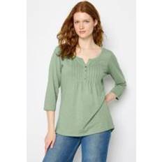 LTS Tall Floral Print Cotton Henley Top Green