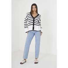 White Cardigans Brave Soul V-Neck Striped Cardigan Ivory