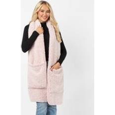 OHS Teddy Fleece Scarf Long Thermal Soft Pockets Hand Neck Warmer Marl Pink One