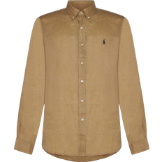 Brown - Linen Shirts Polo Ralph Lauren Logo Linen Shirt - Vintage Khaki