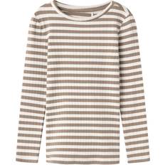 Name It Kid's Slim Top with Long Sleeves - Mocha Meringue