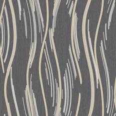 Shimmer Wave Wallpaper Black Gold World of Wallpaper AF0023