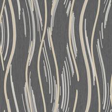 World of Wallpaper Shimmer Wave Wallpaper Black Gold World of Wallpaper AF0023