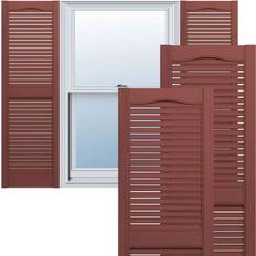 Billiga Fönsterluckor Ekena Millwork 31 Lifetime Vinyl Standard Cathedral Top Center Open Louvered Pair Burgundy Red Timber Window Shutter