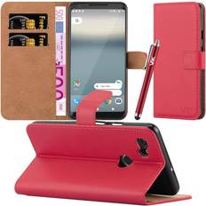 Google Pixel 2 XL Mobile Phone Covers iCatchy Red For Google Pixel 2 XL Leather Wallet Case Cover