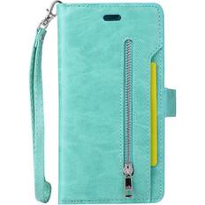 Keshen For iPhone 12/12 Pro Card Zipper Wallet Phone Cover Flip Holder PU Leather Case