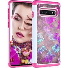 Samsung Galaxy S10+ Mobile Phone Cases Keshen Coloured Drawing Pattern PC TPU Protective Case for Galaxy S10 Peony