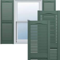 Windows Ekena Millwork 72 Lifetime Vinyl Standard Cathedral Top Center Open Louvered Pair Forest Green Window Shutter