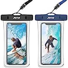 JOTO Vattentätt telefonfodral, IPX8 transparent undervattensfodral för iPhone 15 14 13 12 Plus Pro Max 11 Xs Max XR X 8 7, Galaxy S23 S22 S22 S21 FE, upp till 7 tum -2-pack, svart/marinblå