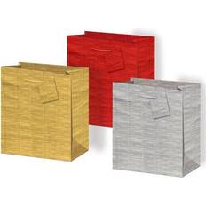 Silver Gift Bags MantraRaj 3 Silver Golden Red Medium Luxury Holographic Gift Bag Christmas Xmas Gift Bag
