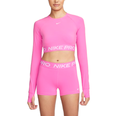 Nike Pro 365 Women's Dri-FIT Cropped Long-Sleeve Top - Playful Pink/White