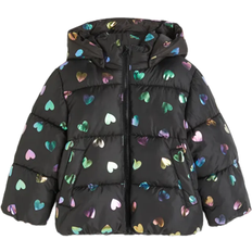 H&M Girl's Water-Repellent Puffer Jacket - Black/Hearts