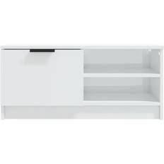 White TV Benches vidaXL 811478 White High Gloss TV Bench 80x36.5cm