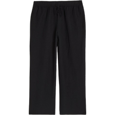 H&M Linen Blend Pull On Trousers - Black