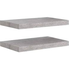 vidaXL 326595 Concrete Grey Væghylde 50cm 2stk