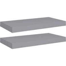 Grey Wall Shelves vidaXL 323851 Grey Wall Shelf 50cm 2pcs