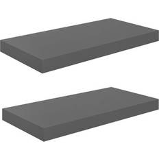 vidaXL 323788 High Gloss Grey Væghylde 50cm 2stk