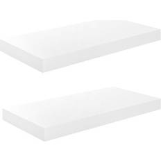 MDF Wall Shelves vidaXL 323746 White High Gloss Wall Shelf 50cm 2pcs
