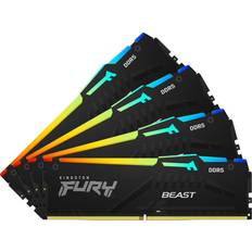 Kingston 128 GB Memorias RAM Kingston Fury Beast RGB Black DDR5 5200MHz 4x32GB ECC (KF552C40BBAK4-128)