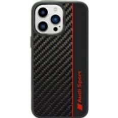 Audi iPhone 14 Pro Max Mobilskal Carbon Fiber Stripe Svart