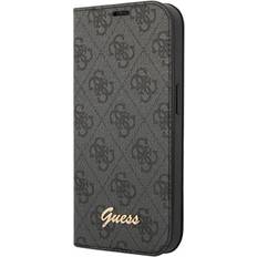 Guess 4G Metal Gold Logo iPhone 14 Pro Max Flipfodral Svart