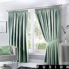 Blue - Rod Pockets Curtains Fusion 'Dijon' Thermal Blackout Lined Pencil Egg