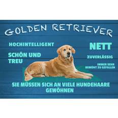 Gold Wall Decor Vianmo Blechschild 18 x 12 cm Golden Retriever Wall Decor