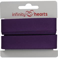 Lila Band Infinity Hearts Kantband Snedslå Bomull 40 20mm 34 Mörklila 5m