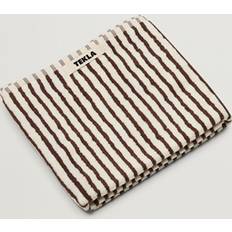 Tekla Organic Terry Hand Towel Kodiak Stripes Badlakan Brun, Vit