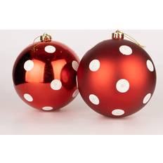 Red Christmas Tree Ornaments Shatchi 60mm/6Pcs Baubles Shatterproof Polka Christmas Tree Ornament