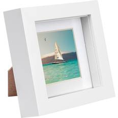 Acrylic Photo Frames Nicola Spring 4x4" White 3D Box 2x2" Mount Photo Frame