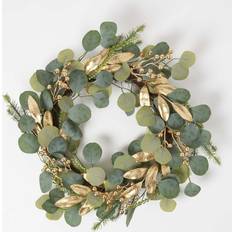 Gold Decorations Homescapes Green & Gold Eucalyptus Christmas Wreath Decoration
