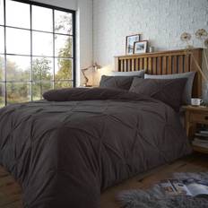 Smart Living Luxury Teddy Bear Fleece Pintuck Duvet Cover Black