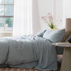 Lino Fundas nórdicas Piglet in Bed Gingham Linen Duvet Cover Blue